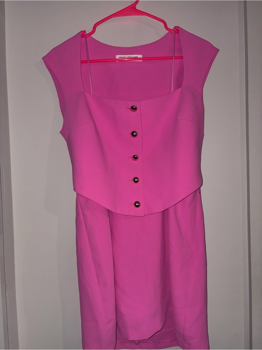 Amanda Uprichard Pink Sleeveless Button-Front Dress